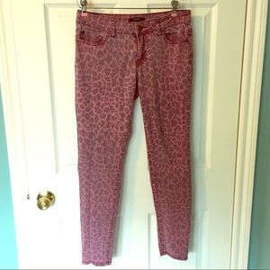 Forever 21 Skinny Jean Animal Cheetah Print Maroon